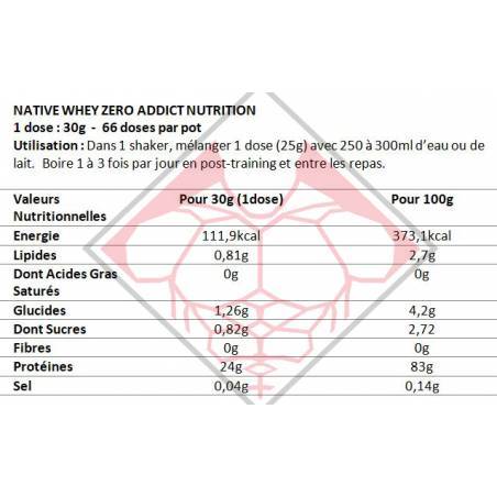 NATIVE WHEY ZERO ADDICT NUTRITION 2kg ADDICT SPORT NUTRITION Whey Protéine Power Nutrition