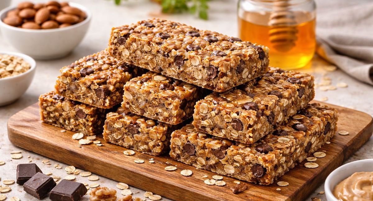 Barres énergétiques maison aux flocons d'avoine pour sportifs