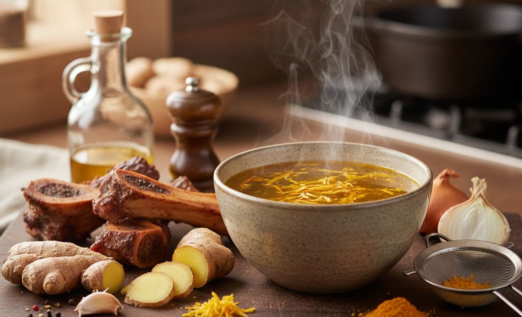Bouillon d'os au curcuma et gingembre