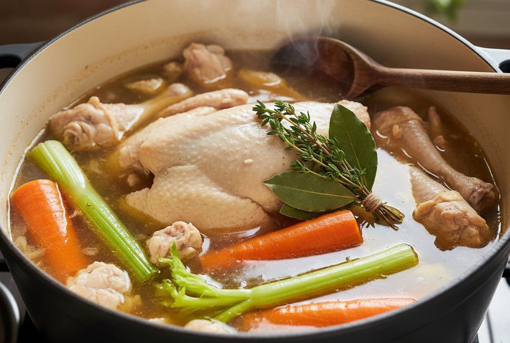 Bouillon de poulet fermier riche en collagène