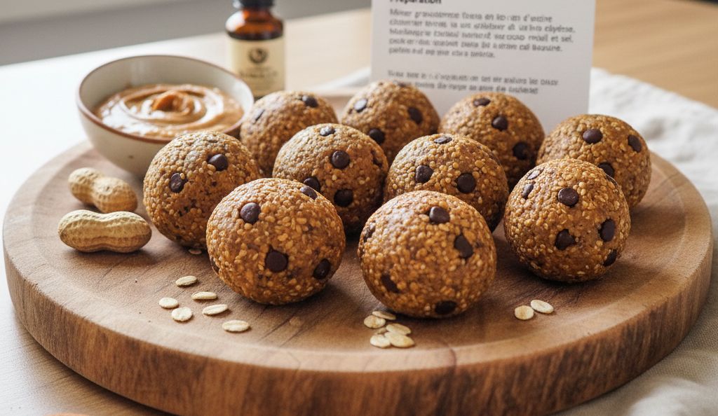 Boules énergétiques beurre de cacahuète et flocons d'avoine