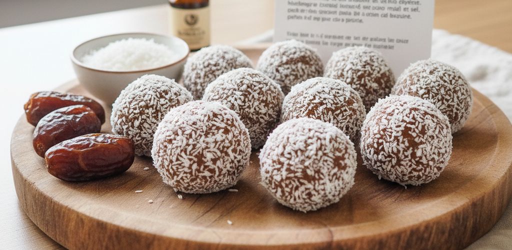 Boules énergétiques coco et dattes Medjool sans cuisson