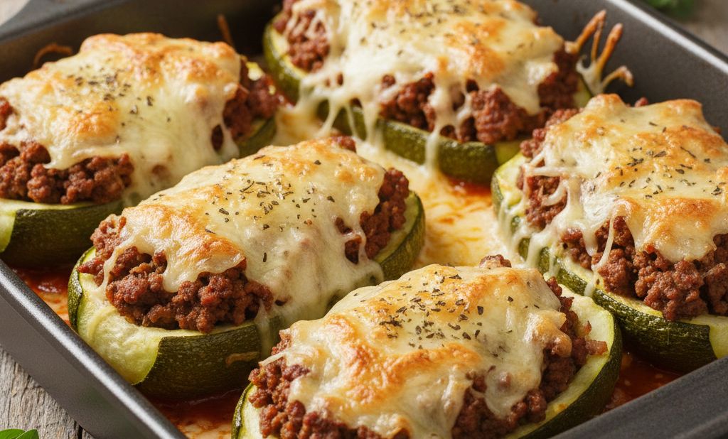 Courgettes farcies au bœuf et fromage keto