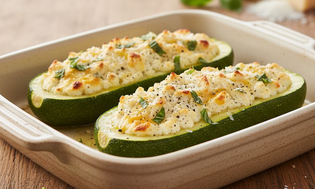 Courgettes farcies au cottage cheese et herbes