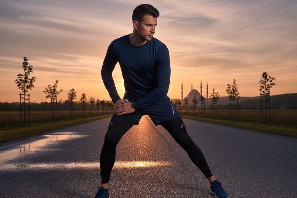 Coureur adaptant son entraînement pendant le ramadan au coucher du soleil