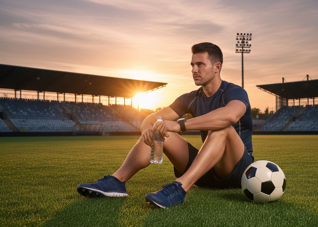 Footballeur sur le terrain adaptant sa nutrition et sa performance pendant le ramadan