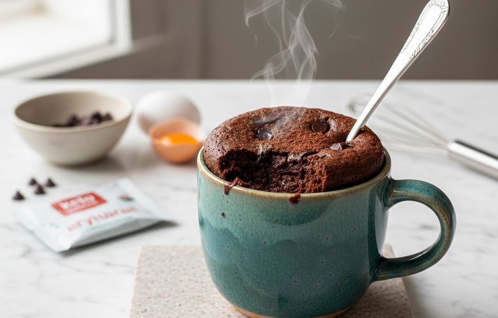 Mug cake keto au chocolat prêt en 5 minutes