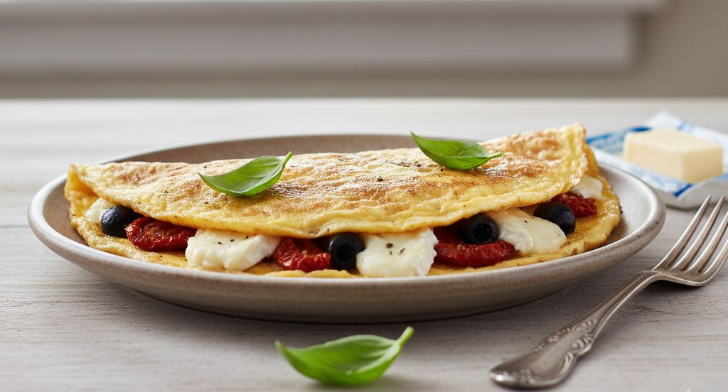 Omelette méditerranéenne aux olives et tomates séchées