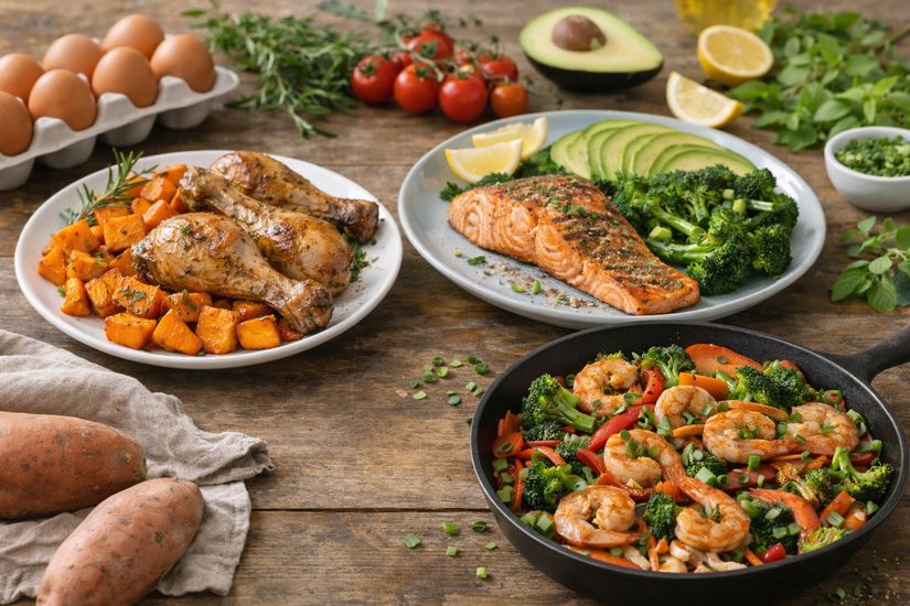 Recettes paléo : poulet rôti, saumon grillé et wok de crevettes pour sportifs