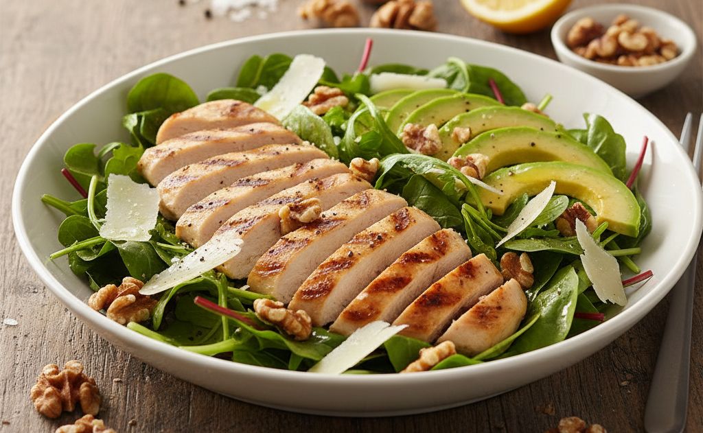 Salade de poulet grillé à l'avocat et aux noix