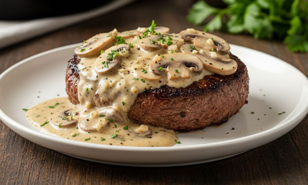 Steak haché sauce crème champignons keto