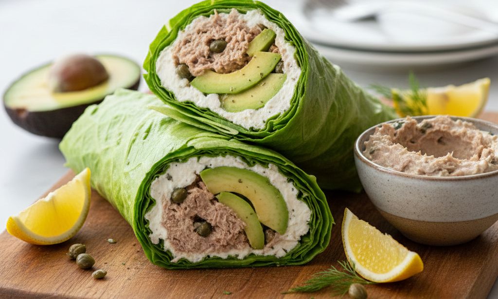 Wrap keto au thon et cream cheese