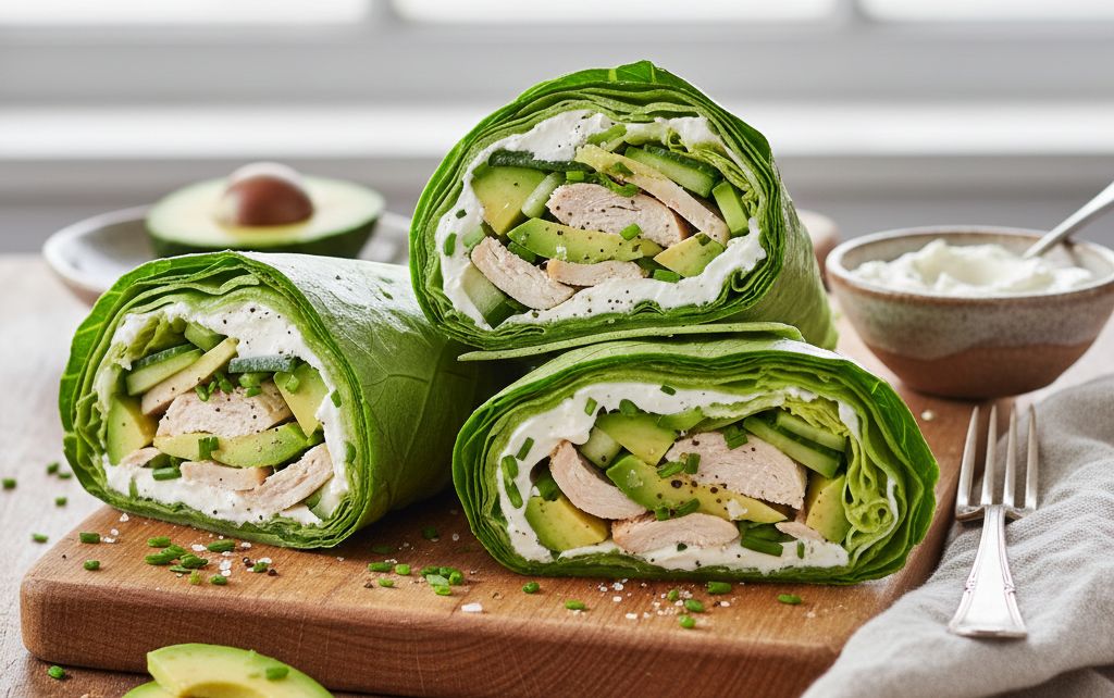 Wrap de laitue au poulet et avocat